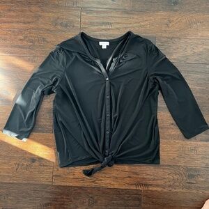 Jaclyn Smith Collection Black Button Down Blouse Women's Size XXL